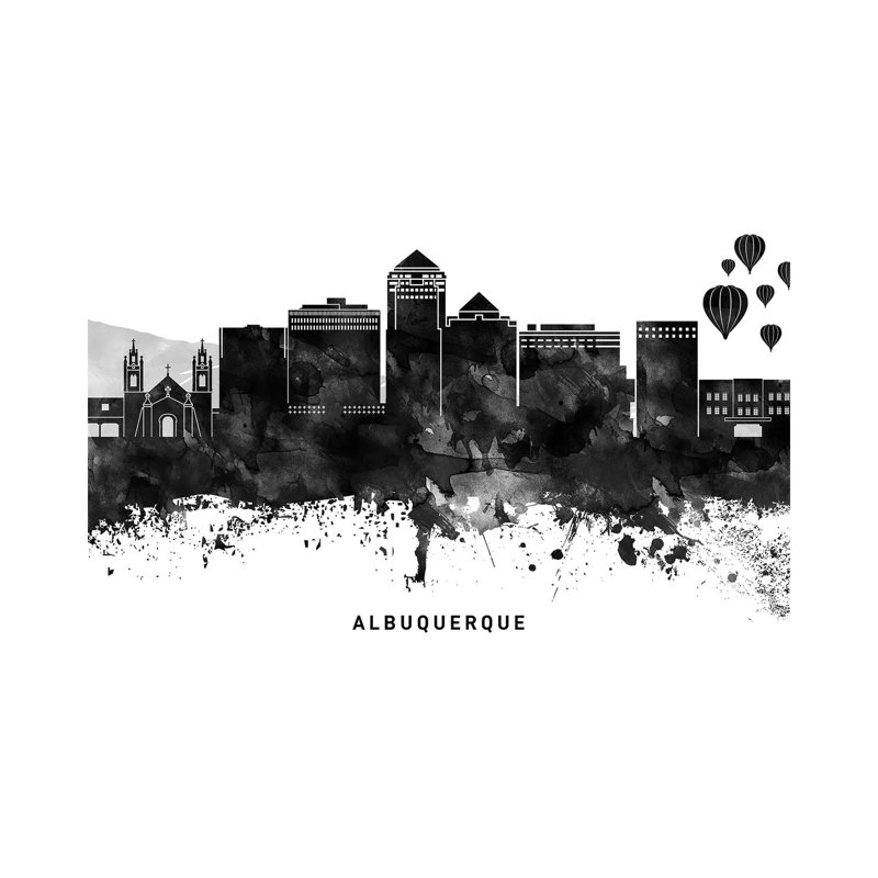 Albuquerque Skyline Black & White by WallDecorAddict - Wrapped Canvas Print, 20.32cm H x 30.48cm W x 1.91cm D