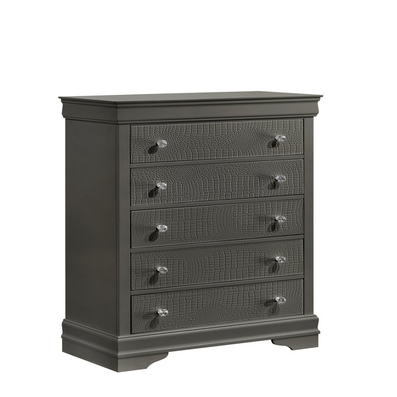 Commode 5 tiroirs de style moderne en bois , Brun