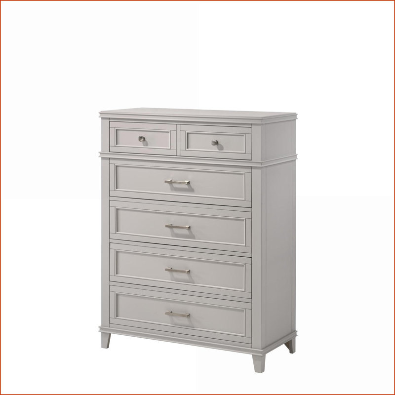 Commodes et amp; Armoire, commode 5 tiroirs gris transitionnel | Bois massif et panneau de fibres à densité moyenne | Gris