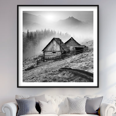Montagne, Carpates, gris, reproduction d'art encadrée
