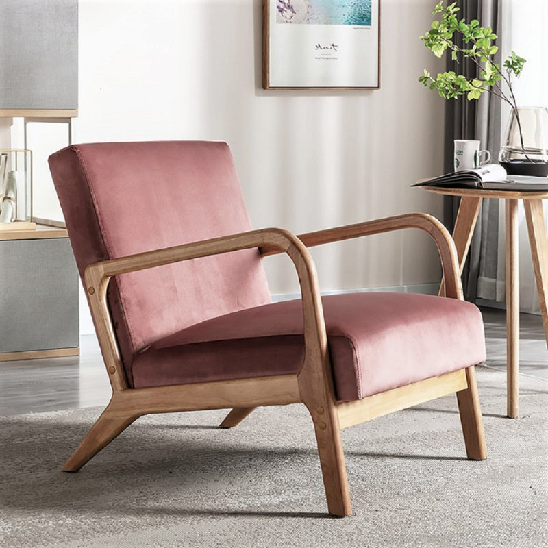 Chaise rembourrée en microfibre de style rétro, Velours rose