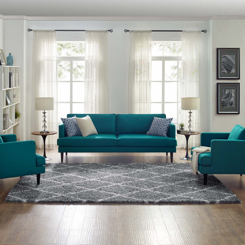 Modway Toryn Diamond Lattice Shag Area Rug, Rectangle 5' x 8'