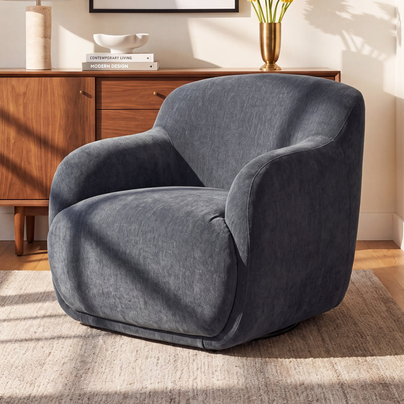 Laci Lounge Chair, Slate Blue Chenille