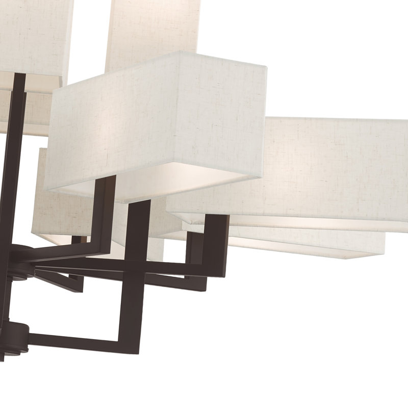 Lustre 12 lumières à abat-jour Aickel, Bronze