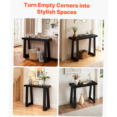 Console de 36 po, bureau moderne derrière le canapé, bureau d'entrée rectangulaire en bois, support d'appoint pour canapé long et étroit, idéal pour le couloir, la chambre à coucher, le salon, le vestibule, l'assemblage facile, noir