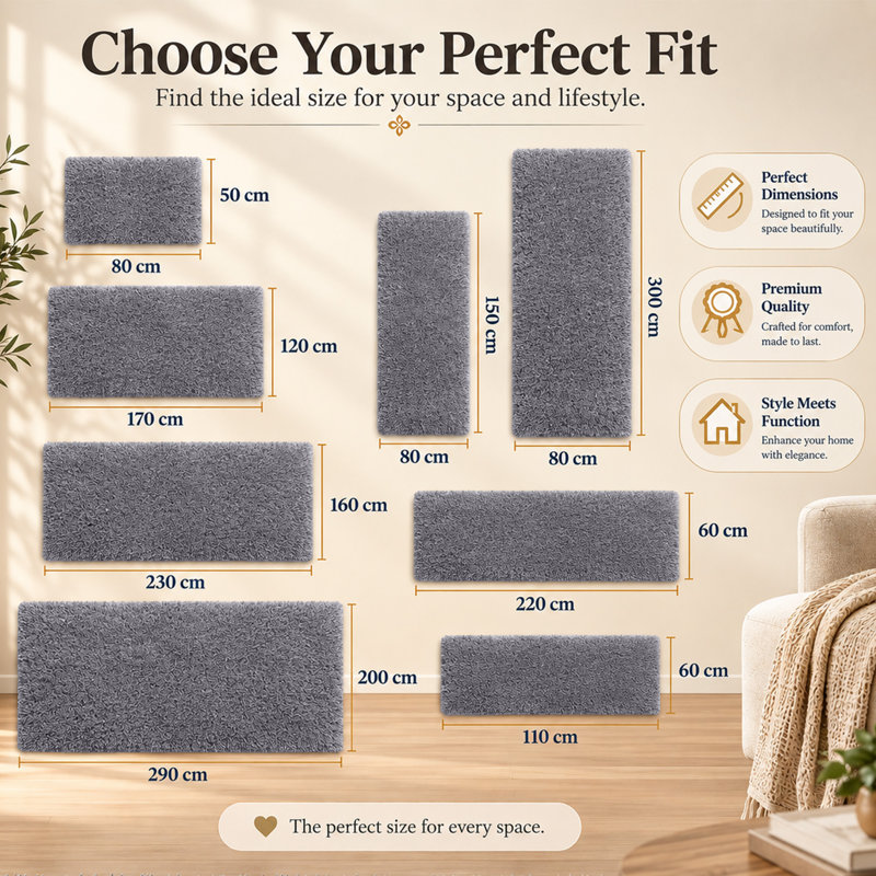 Adela Standard Shag Area Rug, Rectangle 120 x 170 cm