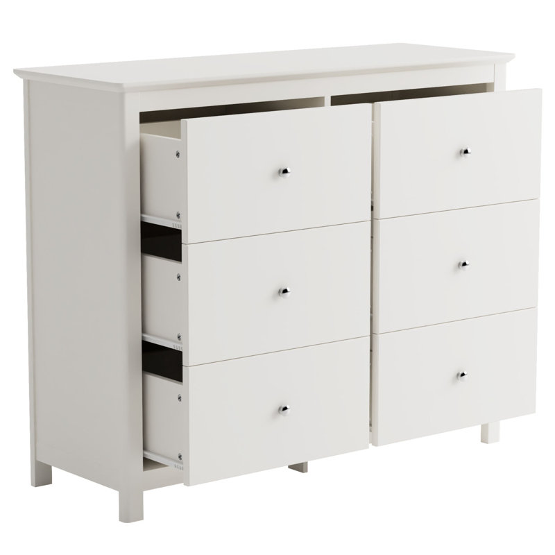 Nairn White 3+3 Drawer Wide Chest of Drawers, Stylish Double Chest