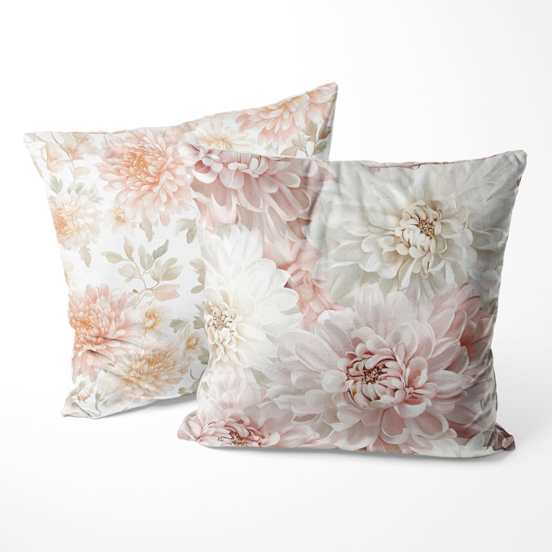 Ensemble de 2 coussins décoratifs à motif floral Chrysanthemum, 20"H x 20"W