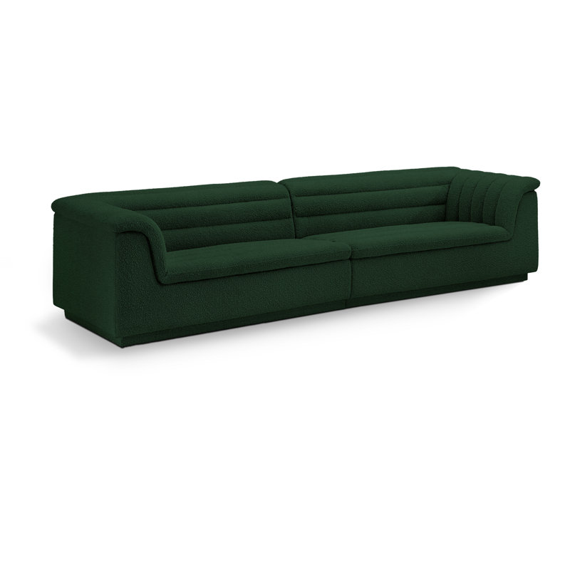 Huzaifah Upholstered 118'' Sofa, Green Boucle Fabric