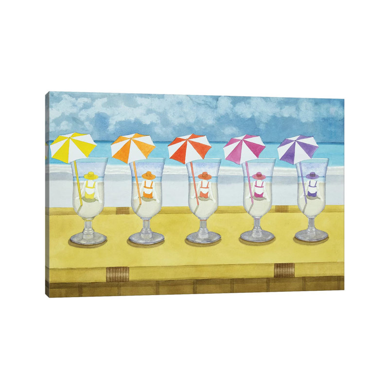Drinks On The Beach by Cory Clifford - Wrapped Canvas Painting, 20.32cm H x 30.48cm W x 1.91cm D