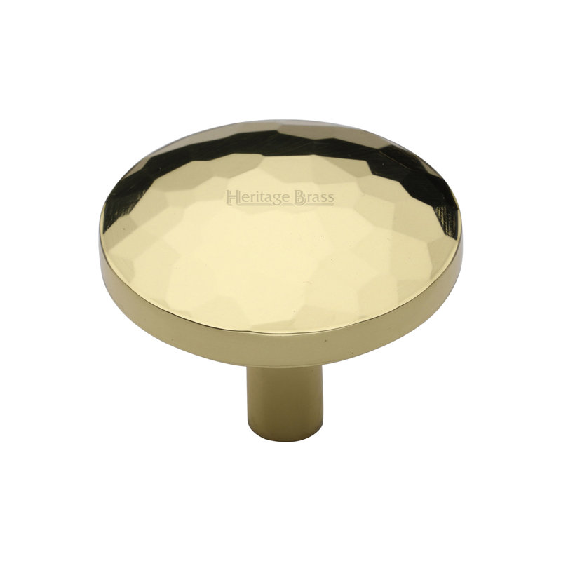 Heritage Brass Heritage Cabinet Knob Hammered Design, 3.2cm H x 3.8cm W x 3.8cm D, Polished Brass