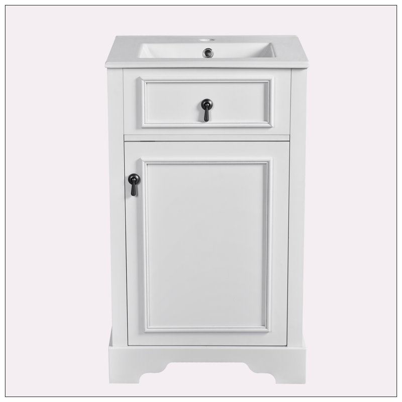 20-Inch Bathroom Vanity with Ceramic Sink, White