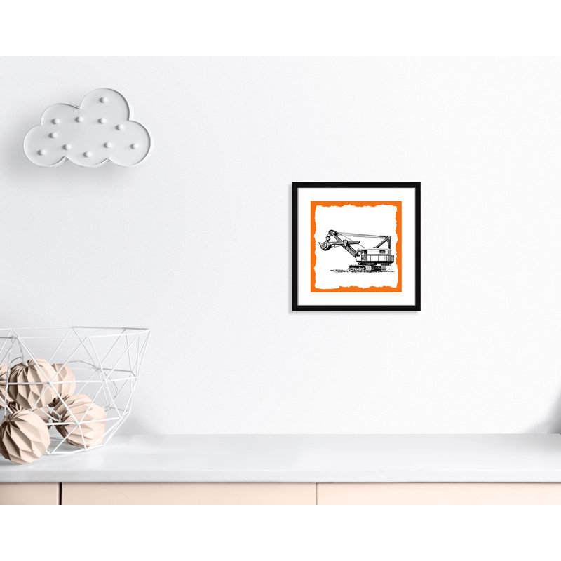 Avertissement 3 enfants, impression sur papier, H 17 po x l 17 po x P 1,19 po, Encadré de boîte noir