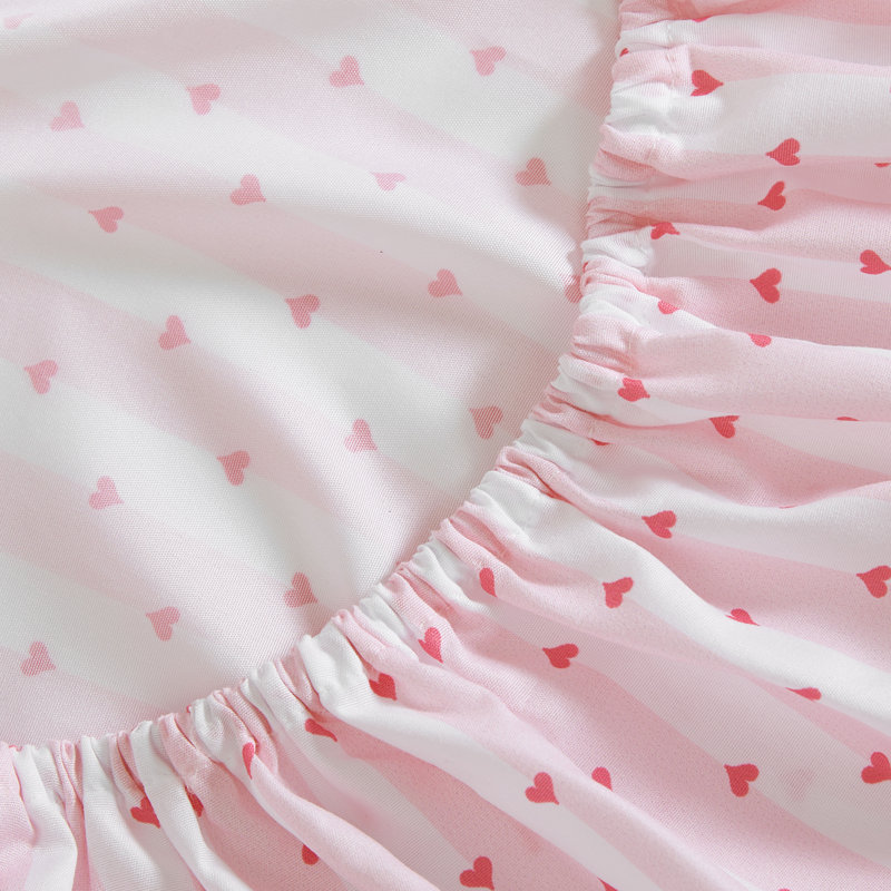 Betsey Johnson Printed Novelty Sheet Sets, Wonderland Stripe Pink, Queen Sheet Set with 2 Standard Pillowcases