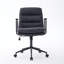 Chaise de bureau avec dossier inclinable de 40 po, dossier moyen et rembourré, roulettes, similicuir ergonomique, pivotant sur 360 °, hauteur réglable, coussin à double éponge, noir, pour coiffeuse de maquillage-132960779