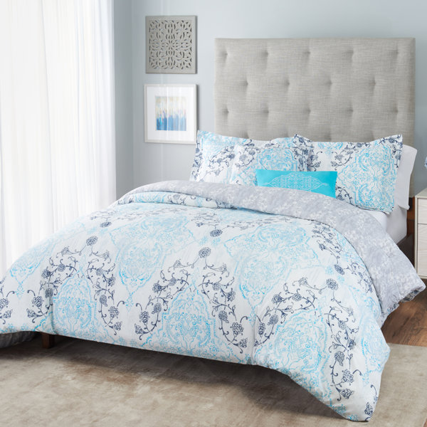 Loom and Mill Jacquard Comforter Set Floral Design, Elegant Princess Style  Comforter Queen Sets for Bedroom, Luxury Bedding Set with Euro Shams