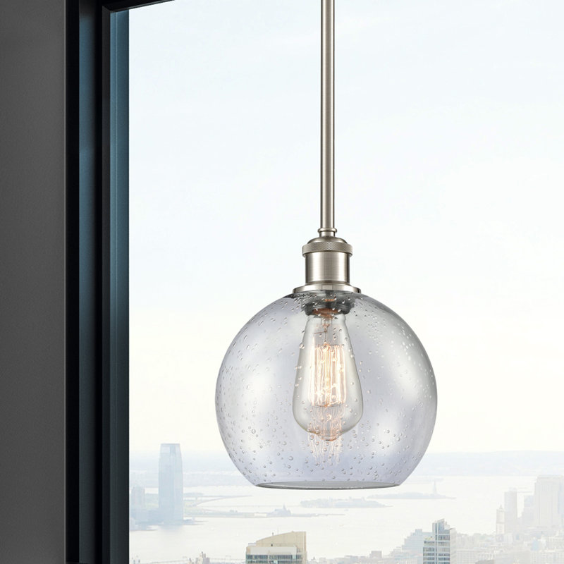 Luminaire suspendu sphère 1 lumière Baptista, Grainé, Nickel satiné brossé, Nickel satiné brossé