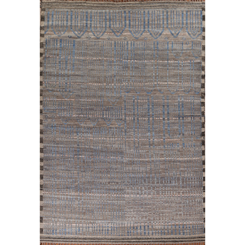 Tapis oriental marocain à rayures All-Over 9 x 13