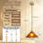 Stained Glass Pendant Light, Vintage Mini Hanging Ceiling Lamp, Black Cord & Brass Socket, E26 Base, Amber Shade for Kitchen Island Dining Room, Bulb Not Included-490736768