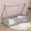 Lit simple en bois en forme de tente avec garde-corps-1133661438
