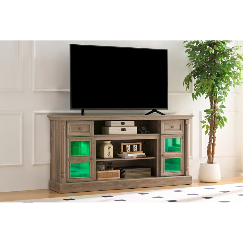 TV stand with LED light and open strage, Gray