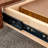 " two-tier glass coffee table with storage drawer, dark wood grain pattern & multi-function design