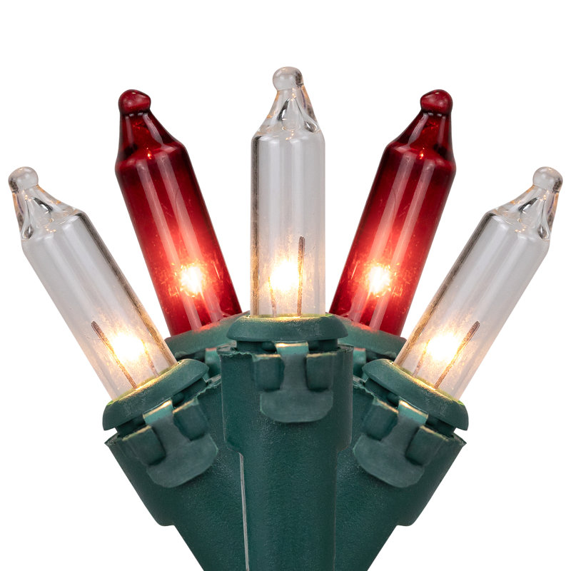 Ensemble de 100 mini lumières de Noël 100 fils 20,25 pi, Rouge / transparent / vert