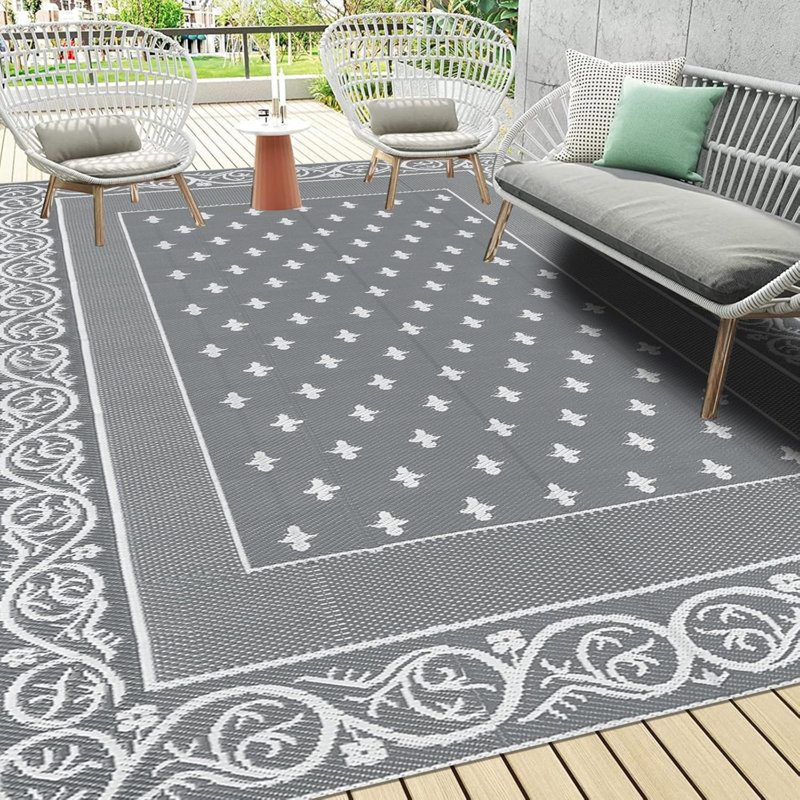 Outdoor Rug, Rectangle 9' x 12', Gray