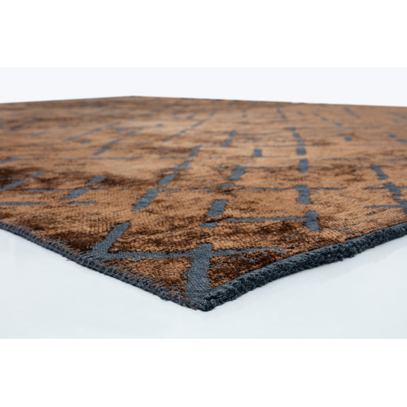 Brown/Black Abstract Luxury Area Rug, Rectangle 7'10" x 11'2"