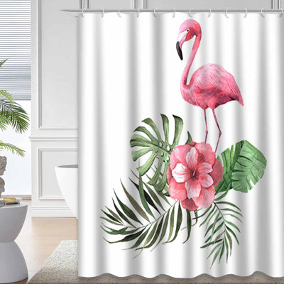 Watercolor Tropical Flowers Leaves Plants Flamingo Bright Jungle Exotic with 12 Hooks