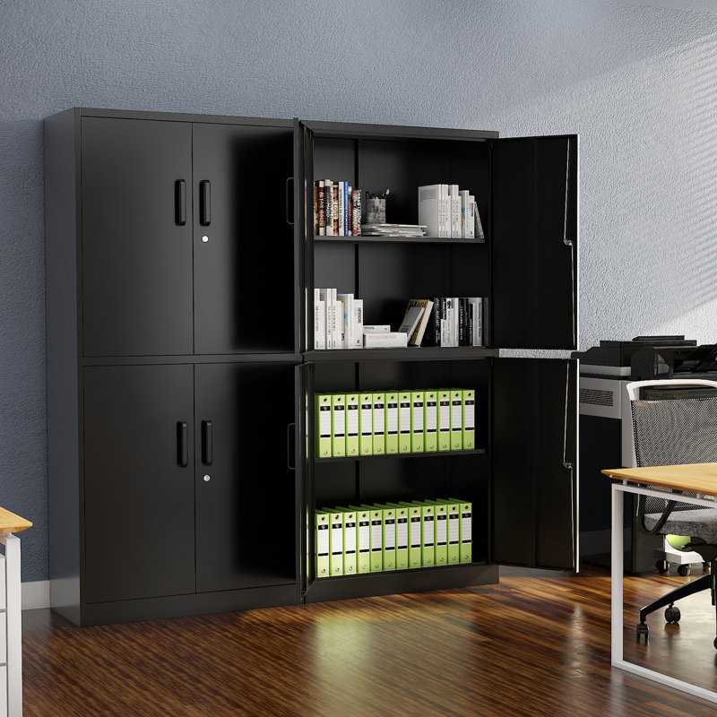 Harraj 32'' Wide 3 - Shelf Storage Cabinet, Black