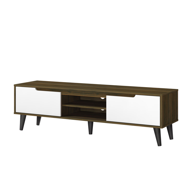 Menzel TV Stand for TVs up to 65", Walnut/Cream White