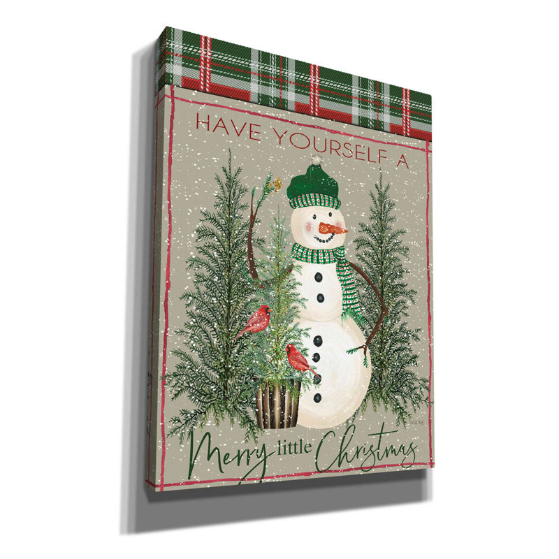«Merry Little Christmas Snowman» par Cindy Jacobs, art mural sur toile, H 16 po x l 12 po x P 0,75 po