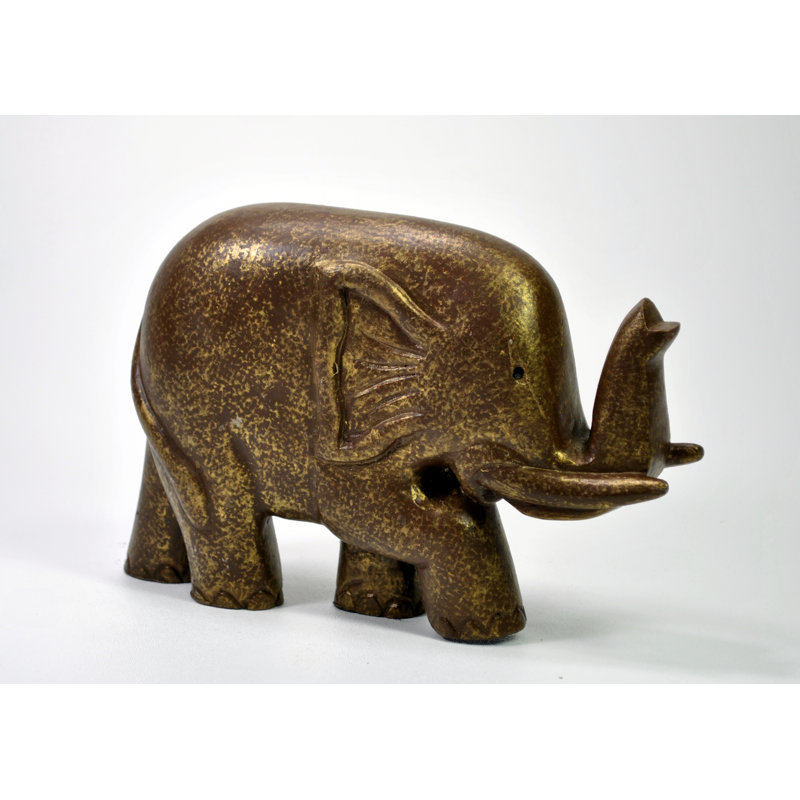 Elephant Standing Stylized, Antique Gold