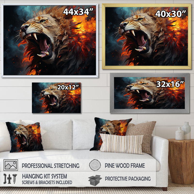 Lions Roaring Echoes I On Canvas Print, 24" H x 32" W x 1" D, Wrapped Canvas