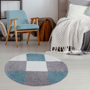 Myshaggy Collection Rugs Geometric Design in Duck Egg Blue