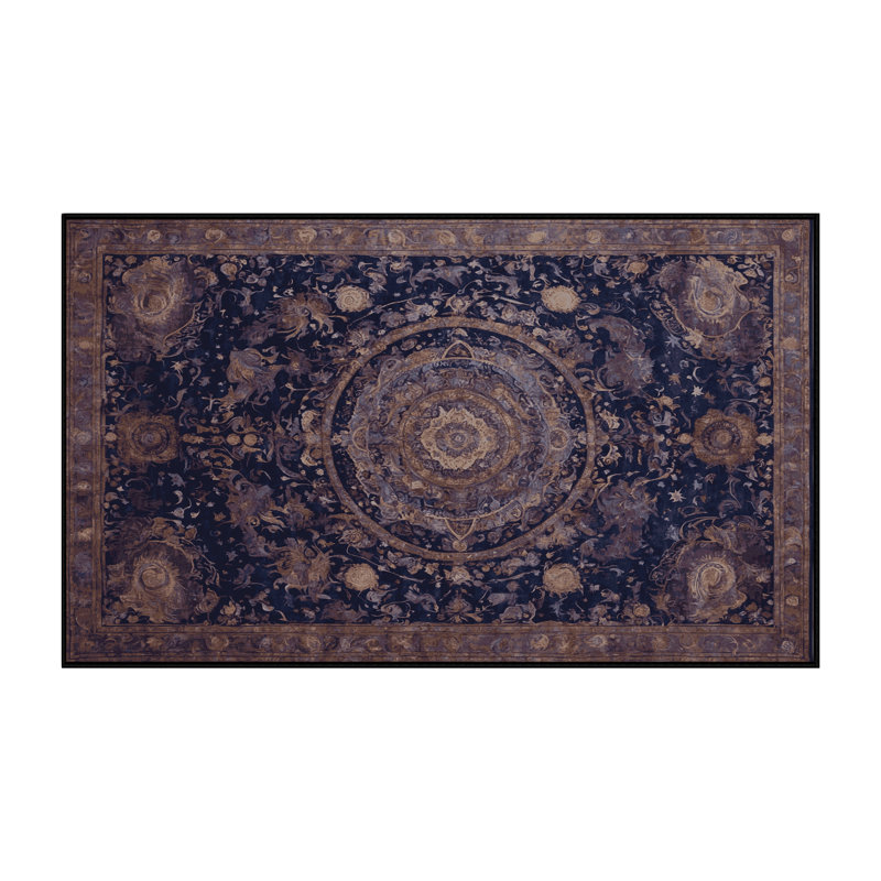 Machine Washable Black Area Rug, Rectangle 5' x 7'