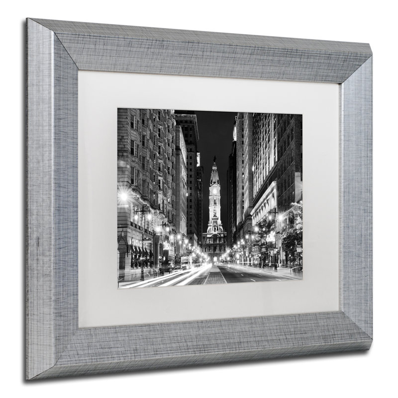 « city hall philadelphia », reproduction de photo sur toile encadrée, H 11 po x l 14 po x P 0,5 po, Blanc