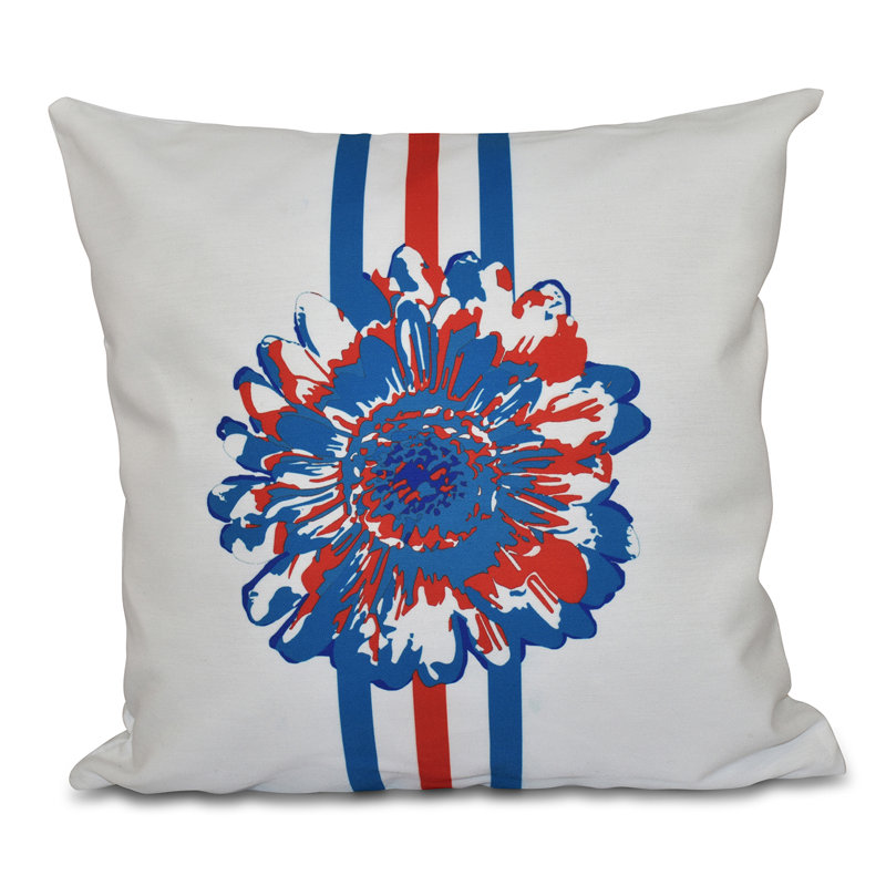 Happy Hippy Floral Reversible Throw Pillow, Blue/Coral, 18" H x 18" W