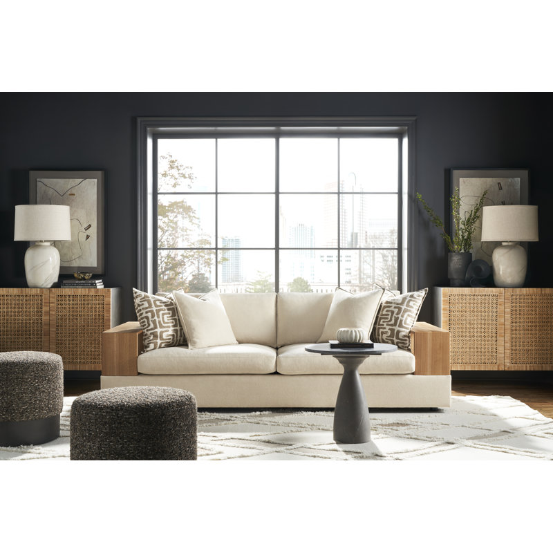 Embrace Wood Shelf Arm Sofa, Worthy Snow, Casa Blanca