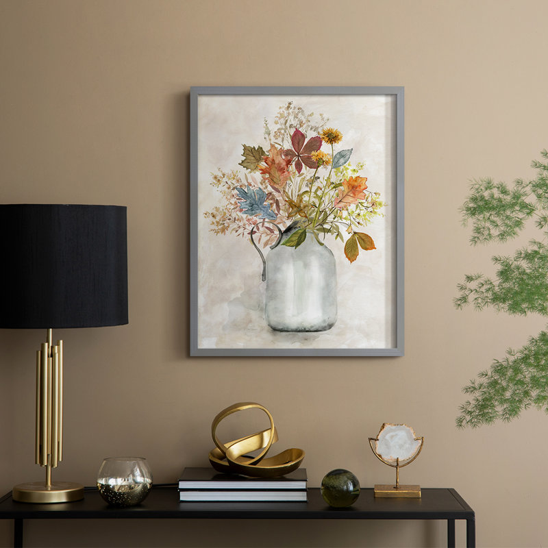Autumn Bouquet I, reproduction encadrée - bois massif, H 11 po x l 9 po, Gris