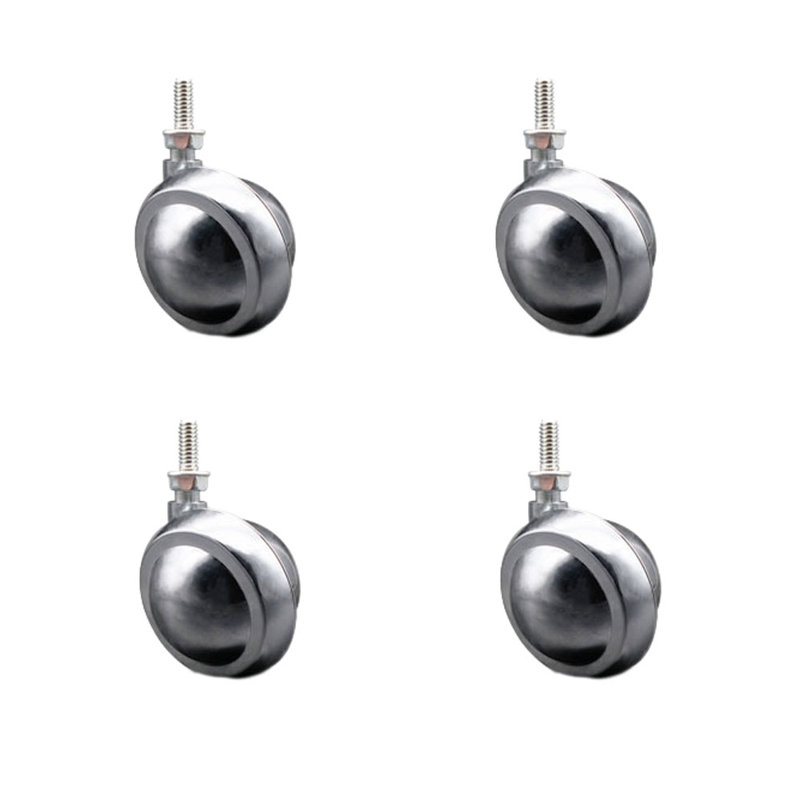 Ensemble de 4 roulettes en métal 2 pouces - tige filetée de 5/16 pouce - CCS, Chrome brillant