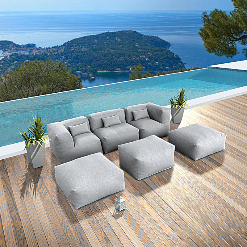 Keloni 3 - Person Modular Patio Conversation Set, Dark Gray