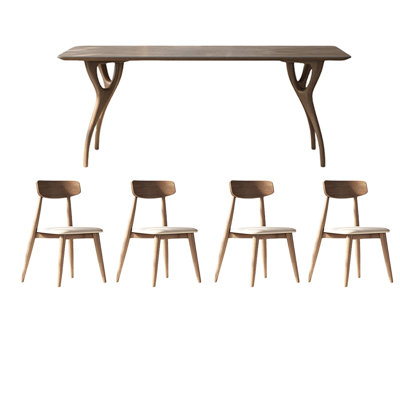 White Ash Sintered Stone Table Chairs Set