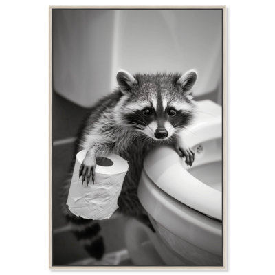 Helper Raccoon Bathroom Decor Canvas Print by Art Remedy
