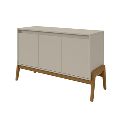 Gales 49" Mid-Century Modern Solid Wood Sideboard with 4 Shelves in Greige