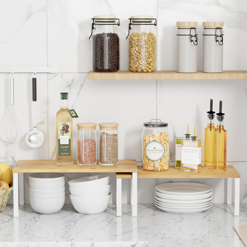 Ensemble de 2 organisateurs de tablettes extensibles, comptoir de cuisine et support à épices pour garde-manger et armoire