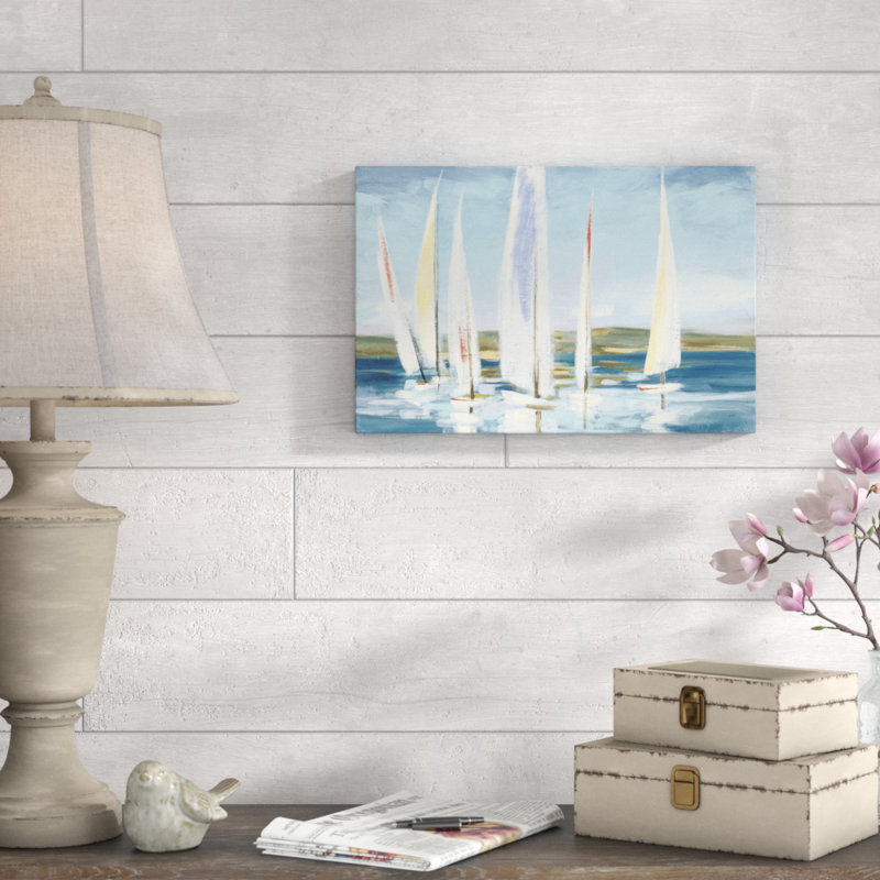 Horizon Blue by Julia Purinton - Wrapped Canvas Painting, 30cm H x 46cm W