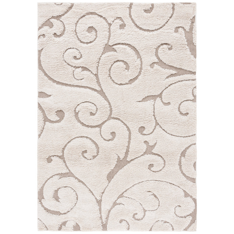 Deanna Floral Cream Shag Area Rug, Rectangle 8' x 10'