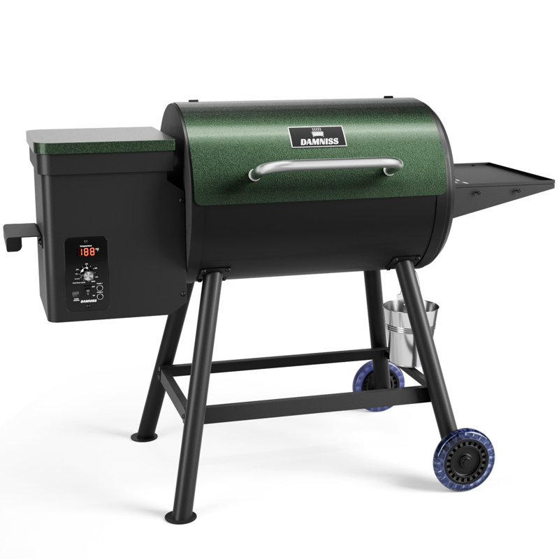 DAMNISS 565 sq.in Electric Wood Pellet Grill & Smoker with Meat Probes and PID Temperature Control, Green